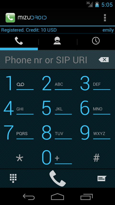 android new SIP dial