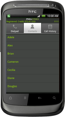 android softphone contacts