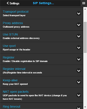 webphone settings list